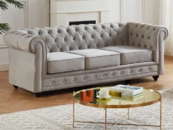 Couchgarnitur 3+2 - Samt - Hellgrau - CHESTERFIELD -VIDAXL || HOMCOM Verkäufe 00303ca239fdccf9003c72d43e7f79a1