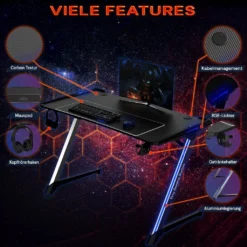 Midori® Gaming Computertisch Racing Gamer Tisch Mit RGB-Lichtern & Carbon Optik -VIDAXL || HOMCOM Verkäufe 00466f07d73e6502ffe78394b0f031b1