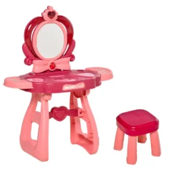 HOMCOM Kinderschminktisch Mit Spiegel Hocker Frisiertisch Mit Reichhaltigem Zubehör 5 Musikstücke Licht Für Mädchen Ab 3 Jahre Anti-rutsch Platzsparend Kunststoff Weinrot+Rosa 57 X 29 Cm X 70,5 Cm -VIDAXL || HOMCOM Verkäufe 010187226794d96f35c9165d292cd2fc