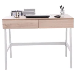SixBros. Schreibtisch, Bürotisch Für Büro Und Home Office, Computerschreibtisch Eiche/weiß,100 X 55 Cm, CT-3534A/2186