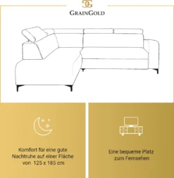 GRAINGOLD L-Form Sofa Martins - Ecksofa Mit Schlaffunktion Und Verstellbare Kopfstützen, Ottomane Rechts Freistehend - Eckcouch Grau -VIDAXL || HOMCOM Verkäufe 02e78f858638c8aa696bff40ea7b52e2