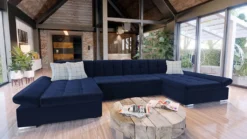 Mirjan24 Ecksofa Alia Mit Regulierbare Armlehnen, U-Form Schlafsofa Vom Hersteller Mit Zwei Bettkasten, Wohnlandschaft (Magic Velvet 2216 + Magic Velvet 2216 + Senegal 818)