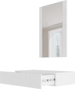 Mirjan24 Schminktisch Pafos Mit Schublade, Hängeschrank Und Spiegel, Fronten Gefräst (Farbe: Weiß) 8 Mirjan24 Schminktisch Pafos Mit Schublade, Hängeschrank Und Spiegel, Fronten Gefräst (Farbe: Weiß) -VIDAXL || HOMCOM Verkäufe 0448ef8ac88f02f939484cd53f6ed8b9