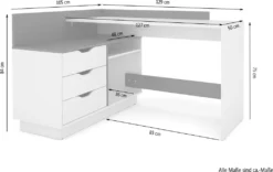 HOMEXPERTS Eckschreibtisch BALTASAR, Wahlweise Rechts Oder Links Montierbar, 129 X 105 Cm, H 83,5 Cm, In Weiß -VIDAXL || HOMCOM Verkäufe 04919deb9850ef6da3b30d313f34c0f7 1
