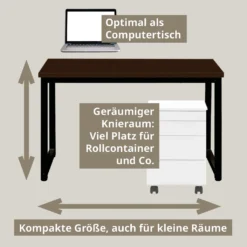 SVITA Uni Bürotisch Nussbaum-Optik Schwarze Metall-Beine Computertisch Schreibtisch Arbeitstisch PC Tisch -VIDAXL || HOMCOM Verkäufe 04e78de4f0e921270f35275999530a0c