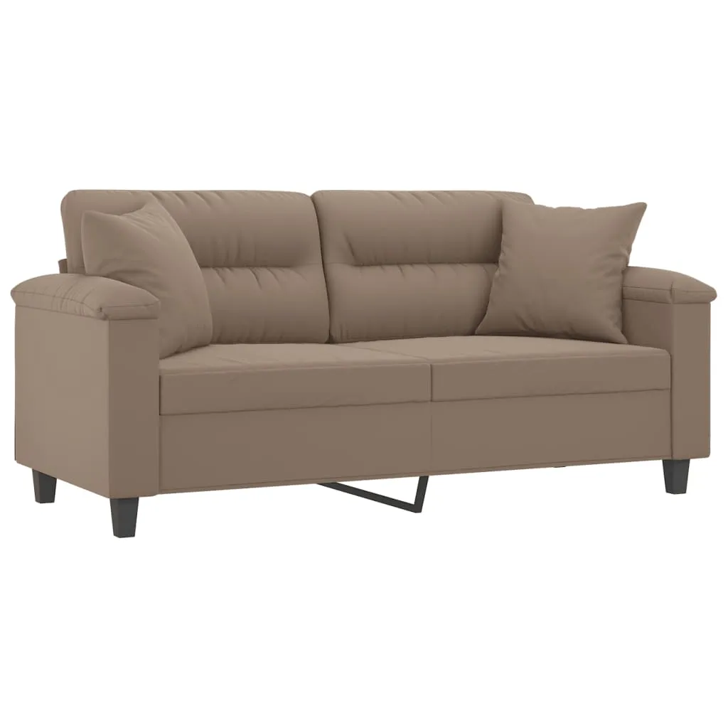 VidaXL 2-Sitzer-Sofa Mit Kissen Taupe 140 Cm Mikrofasergewebe 1 VidaXL 2-Sitzer-Sofa Mit Kissen Taupe 140 Cm Mikrofasergewebe