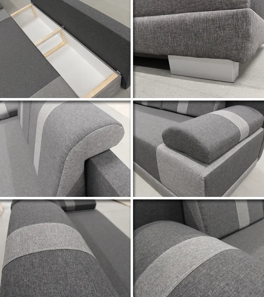 Sofa Mit Schlaffunktion Imola - Schlafsofa Mit Bettkasten, Couch, Bettsofa, Polstersofa, Klappsofa, Sofagarnitur (Grau (Sawana 05 + Sawana 21)) 3 Sofa Mit Schlaffunktion Imola - Schlafsofa Mit Bettkasten, Couch, Bettsofa, Polstersofa, Klappsofa, Sofagarnitur (Grau (Sawana 05 + Sawana 21)) – Bild 3