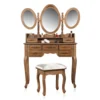 Melko Schminktisch Mit DREI Spiegeln Und Einem Hocker Im Shabby Chic BZW. Vintage-Look Mit Viel Stauraum, 105 X 40 X 144,5 Cm, Braun