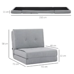 HOMCOM Bodensofa Klappbar Schlafsessel Bodenstuhl 5-stuhfig Verstellbar Klappsessel Schlafsofa Sofabett Einzelsofa Hellgrau 61 X 73 X 58 Cm -VIDAXL || HOMCOM Verkäufe 090078c0ec3e517c95702bbb99a0d64a