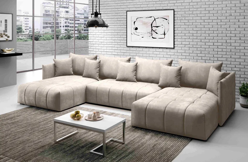 FURNIX U-Form-Sofa ASVIL Wohnzimmersofa Mit Schlaffunktion Und Bettkasten EN01 1 FURNIX U-Form-Sofa ASVIL Wohnzimmersofa Mit Schlaffunktion Und Bettkasten EN01