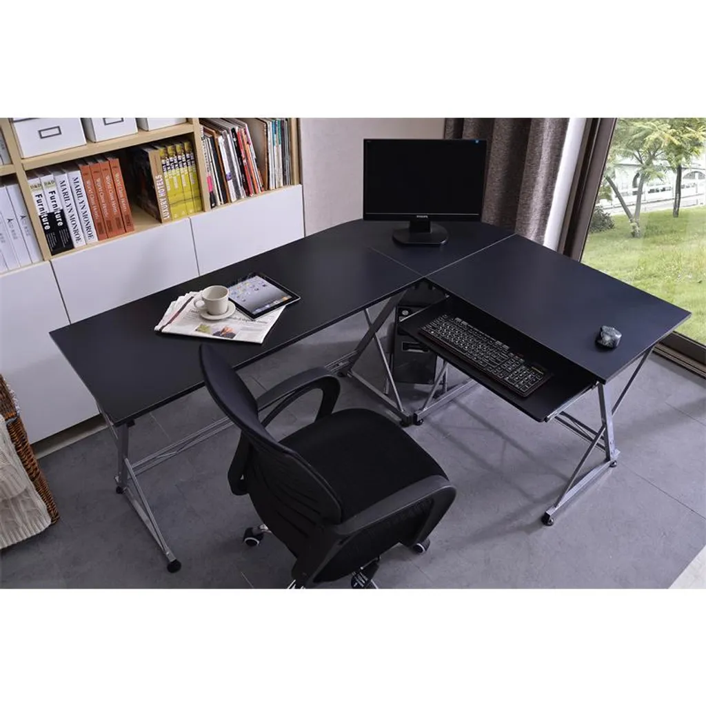 SixBros. Computerschreibtisch, Großer Eckschreibtisch Für Büro Und Arbeitszimmer, Büroschreibtisch In Schwarz, 160 X 120 Cm CT-3802/2075 3 SixBros. Computerschreibtisch, Großer Eckschreibtisch Für Büro Und Arbeitszimmer, Büroschreibtisch In Schwarz, 160 X 120 Cm CT-3802/2075 – Bild 3