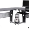 HOMCOM Computertisch Eckschreibtisch Schreibtisch Bürotisch PC Tisch Mit Schwarzem Sicherheitsglas L-förmig 164x139x75 Cm