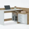 Domando Schreibtisch Maiori Modern Für Büro Breite 130cm, Zwei Arbeitsflächen In Kontrastfarben In Artisan Eiche Und Weiß Matt