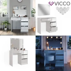 Vicco Schminktisch + Spiegel + LED Sherry Weiß Hochglanz 90 X 75 X 40 Cm Holzwerkstoff -VIDAXL || HOMCOM Verkäufe 0ac7a6a476be4ab2d3aa8b26e130ff2e