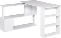 HOMCOM Eckschreibtisch Arbeitstisch Winkelschreibtisch Computertisch Bürotisch Regal L-Form 120 X 110 X 74,5 Cm, I-Form 190 X 50 X 74,5 Cm