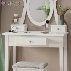 Vicco Schminktisch Annie + Hocker Weiß 75 X 133,5 X 40 Cm (BxHxT) Holzwerkstoff -VIDAXL || HOMCOM Verkäufe 0c17b3f7e53d92c8de231c2b9c6e5437