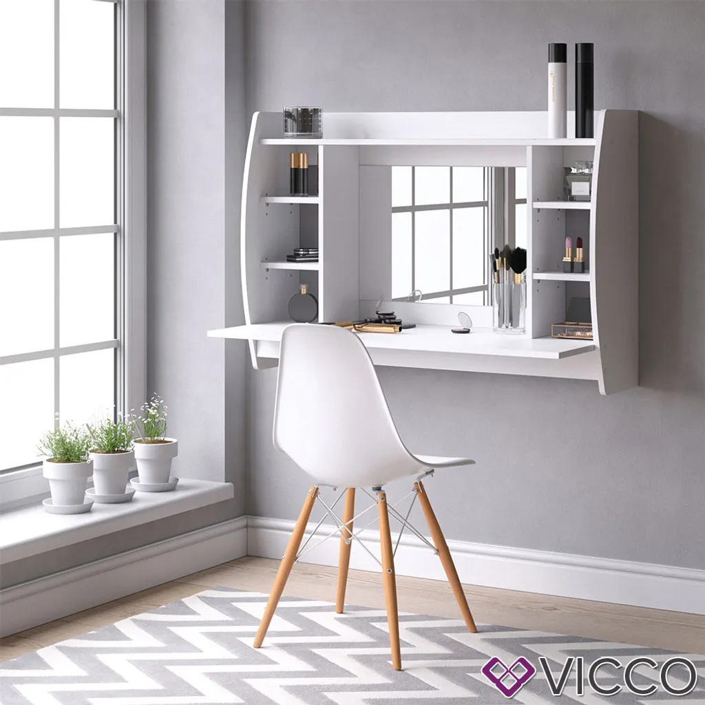 VICCO Wandschminktisch Max Frisiertisch Frisierkommode Schminktisch Weiß 5 VICCO Wandschminktisch Max Frisiertisch Frisierkommode Schminktisch Weiß – Bild 5