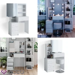 Vicco Schminktisch Frisiertisch Schminkkommode Conrada LED-Beleuchtung + Hocker -VIDAXL || HOMCOM Verkäufe 0e45ae7bf240ddf65edeb1c174aabdba 1