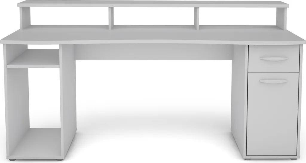 ByLIVING Schreibtisch Fantastic, 180x65 Cm, Melamin Weiß, Griffe Kunststoff Silberfarben 3 ByLIVING Schreibtisch Fantastic, 180x65 Cm, Melamin Weiß, Griffe Kunststoff Silberfarben – Bild 3