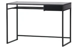 WOOOD Teun Schreibtisch Schwarz - Bürotisch Metall Mit Schubladen 110x76x50 Cm