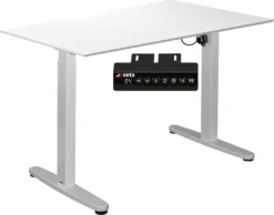Elektrisch Höhenverstellbar EXETA Tisch Schreibtisch Weiß + Tischplatte Weiß ( 120 X 75 X 2,5 Cm),Homeoffice Set