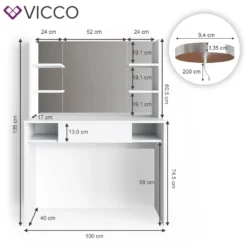 Vicco Schminktisch Frisiertisch Schminkkommode Daenerys QI Ladestation Kabellos -VIDAXL || HOMCOM Verkäufe 133c621ce5f080e86aee7c5f05e6cb9d