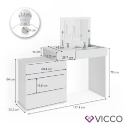 Vicco Schminktisch Frisiertisch Frisierkommode Lotos Weiß Mit LED Beleuchtung -VIDAXL || HOMCOM Verkäufe 135dc89aa08a2639c4f583015e340a2a