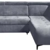 GRAINGOLD L-Form Sofa Martins - Ecksofa Mit Schlaffunktion Und Verstellbare Kopfstützen, Ottomane Rechts Freistehend - Eckcouch Grau