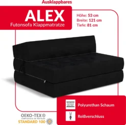 Klappmatratze 120x200 Cm Futonsofa Kaltschaum Polyurethan Höhe Ca. 14 Cm Microfibre Schwarz -VIDAXL || HOMCOM Verkäufe 15963afa13549b90af6b1cf73184d80f