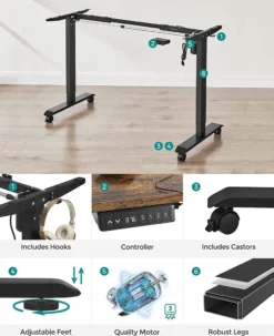 SONGMICS Höhenverstellbar Elektrisch Mit Motor, Höhenverstellbares Schreibtischgestell, Schreibtisch,Tischgestell Mit Memory-Funktion, Schreibtischständer Mit Haken Verstellbarer Tisch Schwarz LSD018B01 -VIDAXL || HOMCOM Verkäufe 15b52177c0a9ac02e9febb98985af515