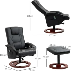 HOMCOM Massagesessel Relaxliege Mit Fußhocker Relaxsessel Liegefunktion Fernsehsessel Liegesessel Mit Massagefunktion 360° Drehbar Kunstleder Stahl Schwarz+Braun 73 X 83 X 106 Cm -VIDAXL || HOMCOM Verkäufe 160a25ea9b48db2a2897725c94eeae94