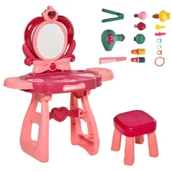 HOMCOM Kinderschminktisch Mit Spiegel Hocker Frisiertisch Mit Reichhaltigem Zubehör 5 Musikstücke Licht Für Mädchen Ab 3 Jahre Anti-rutsch Platzsparend Kunststoff Weinrot+Rosa 57 X 29 Cm X 70,5 Cm -VIDAXL || HOMCOM Verkäufe 1650b49a0c56398bb58b4494b306b8f2