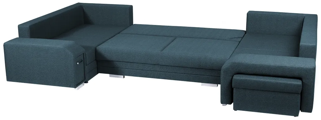 Ecksofa Mit Hocker Und Minibar - U-form Sofa Mit Schlaffunktion - Blau - Wohnlandschaft - Ausklappbar Bettsofa - Wohnzimmer U Couch - Polstersofa Mit Bettkasten ALVARES_U 4 Ecksofa Mit Hocker Und Minibar - U-form Sofa Mit Schlaffunktion - Blau - Wohnlandschaft - Ausklappbar Bettsofa - Wohnzimmer U Couch - Polstersofa Mit Bettkasten ALVARES_U – Bild 4