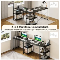 COSTWAY Schreibtisch L-Form, Reversibler Eckschreibtisch Mit 4 Ablagen, Ecktisch Mit 3 Kabellöchern, Gaming Computertisch Bürotisch Für Home Office, 151 X 151 X 75 Cm (Schwarz) 8 COSTWAY Schreibtisch L-Form, Reversibler Eckschreibtisch Mit 4 Ablagen, Ecktisch Mit 3 Kabellöchern, Gaming Computertisch Bürotisch Für Home Office, 151 X 151 X 75 Cm (Schwarz) -VIDAXL || HOMCOM Verkäufe 17347e6225cd9ef8a45f3bdaffb4ed37