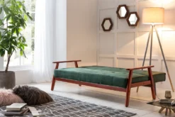 SalesFever Schlafsofa Mit Armlehnen | 3 Funktionen | Stoffbezug Samt-Optik | Gestell Holz Eukalyptus| B 190 X T 85 X H 81 Cm | Tannengrün -VIDAXL || HOMCOM Verkäufe 179ea1ef1ee5dd0f232f2df30041d596