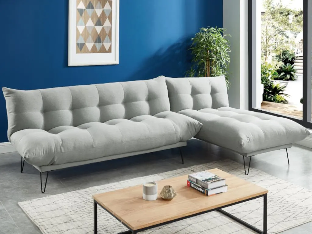 Schlafsofa Modulierbar - Stoff - Hellgrau - BERSY 1 Schlafsofa Modulierbar - Stoff - Hellgrau - BERSY