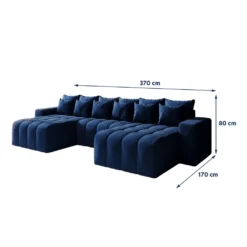 Selsey Ecksofa BATILO U - Eckcouch In Dunkelblau Mit Schlaffunktion, Bettkasten Und Abnehmbaren Rückenkissen, 370 Cm Breit -VIDAXL || HOMCOM Verkäufe 18c7f4679d784686ca3a2e88d1ef90f4