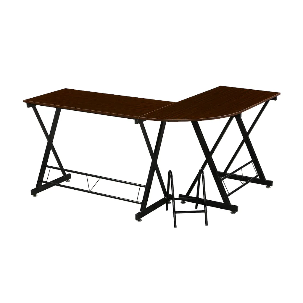 SVITA Eckschreibtisch Nussbaum-Optik Schwarze Metall-Beine Computertisch Bürotisch Arbeitstisch PC Tisch 1 SVITA Eckschreibtisch Nussbaum-Optik Schwarze Metall-Beine Computertisch Bürotisch Arbeitstisch PC Tisch