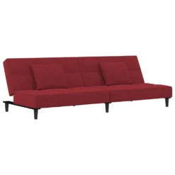 VidaXL Schlafsofa 2-Sitzer Mit 2 Kissen Weinrot Stoff