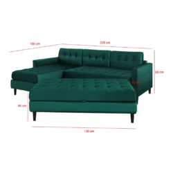 Selsey Ecksofa KOPENHAGA - Moderne Schlafcouch Mit Hocker, Veloursbezug In Dunkelgrün, Holzbeinen, Ottomane Beidseitig Montierbar, 225 Cm Breit -VIDAXL || HOMCOM Verkäufe 1a05d2961279b458e6f7020ac56d3160