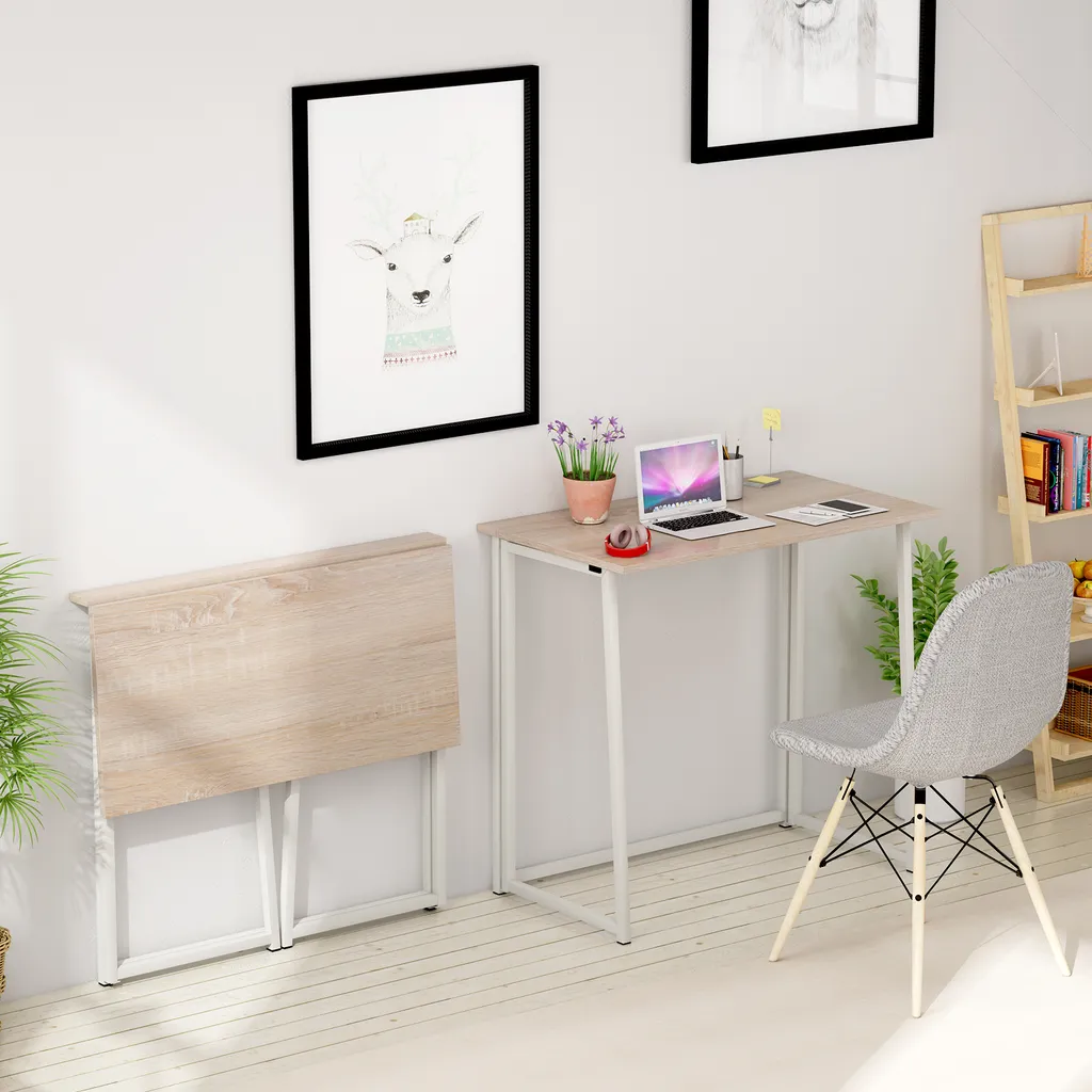 Dripex Faltbar Tisch Schreibtisch Computertisch Für Homeoffice Arbeitszimmer Klappbar PC Tisch (Eichefarbe) 2 Dripex Faltbar Tisch Schreibtisch Computertisch Für Homeoffice Arbeitszimmer Klappbar PC Tisch (Eichefarbe) – Bild 2