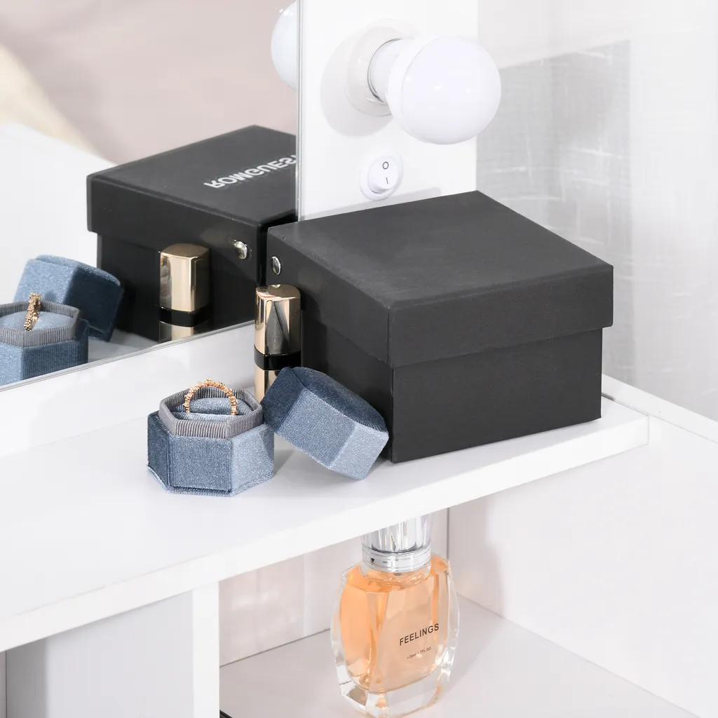 HOMCOM Schminktisch Kosmetiktisch Mit LED Spiegel Schublade 3 Ablagefächern Weiß 70 X 40 X 160 Cm 7 HOMCOM Schminktisch Kosmetiktisch Mit LED Spiegel Schublade 3 Ablagefächern Weiß 70 X 40 X 160 Cm – Bild 7