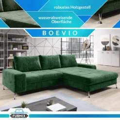 FURNIX Schlafsofa BOEVIO Eckcouch L-Form Couch Sofa Ausziehbar Mit Schlaffunktion Bettkasten Und Kissen MOOS GRÜN KR 14 -VIDAXL || HOMCOM Verkäufe 1ba9da2d8cf6544ed437acc30b9864d0