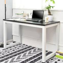 Merax Schreibtisch PC Tisch Computertisch 120 X 60 X 75cm Bürotisch, Arbeitstisch Officetisch PC-Tisch Esstisch Für Zuhause Büro Schlafzimmer, Schwarz-Weiß