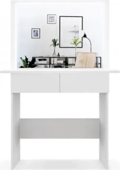 Schminktisch Frisiertisch Melanie Kosmetiktisch Mit LED Beleuchtung (Weiß)