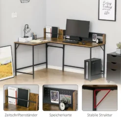 HOMCOM Computertisch Eckschreibtisch L-Form Arbeitstisch Platzsparender Gaming PC Workstation Für Home-Office Industriedesign Metall Rustikales Braun 165 X 110 X 95 Cm 15 HOMCOM Computertisch Eckschreibtisch L-Form Arbeitstisch Platzsparender Gaming PC Workstation Für Home-Office Industriedesign Metall Rustikales Braun 165 X 110 X 95 Cm -VIDAXL || HOMCOM Verkäufe 1c26239cb13a1fed482ca63444fa767e