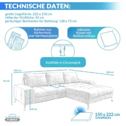 FURNIX Schlafsofa BOEVIO Eckcouch L-Form Couch Sofa Ausziehbar Mit Schlaffunktion Bettkasten Und Kissen MOOS GRÜN KR 14 -VIDAXL || HOMCOM Verkäufe 1ca425174fc608bbfc1f234f8237dc70