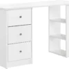 [en.casa] Schreibtisch Weiß 120x49x72cm Mit 3 Ablageflächen Und Schubladen Bürotisch Computertisch PC Tisch