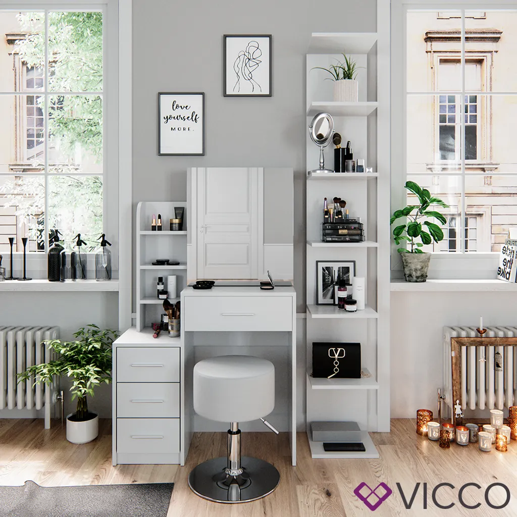 Vicco Schminktisch Frisiertisch Schminkkommode Conrada + Hocker Frisierkommode 4 Vicco Schminktisch Frisiertisch Schminkkommode Conrada + Hocker Frisierkommode – Bild 4