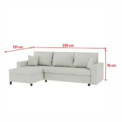 Selsey Ecksofa DERDURA - Schlafcouch Mit Wasserbeständigem Veloursbezug In Melange Creme, Bettkasten, Ottomane Beidseitig Montierbar, 230 Cm Breit -VIDAXL || HOMCOM Verkäufe 1eba1eb899370ae77c23fe27d1e4276e